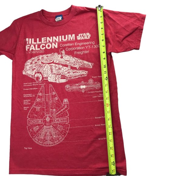 STAR WARS Millenium Falcon T Shirt Short Sleeve Crew Neck. Red Size Men's Small - Picture 6 of 9